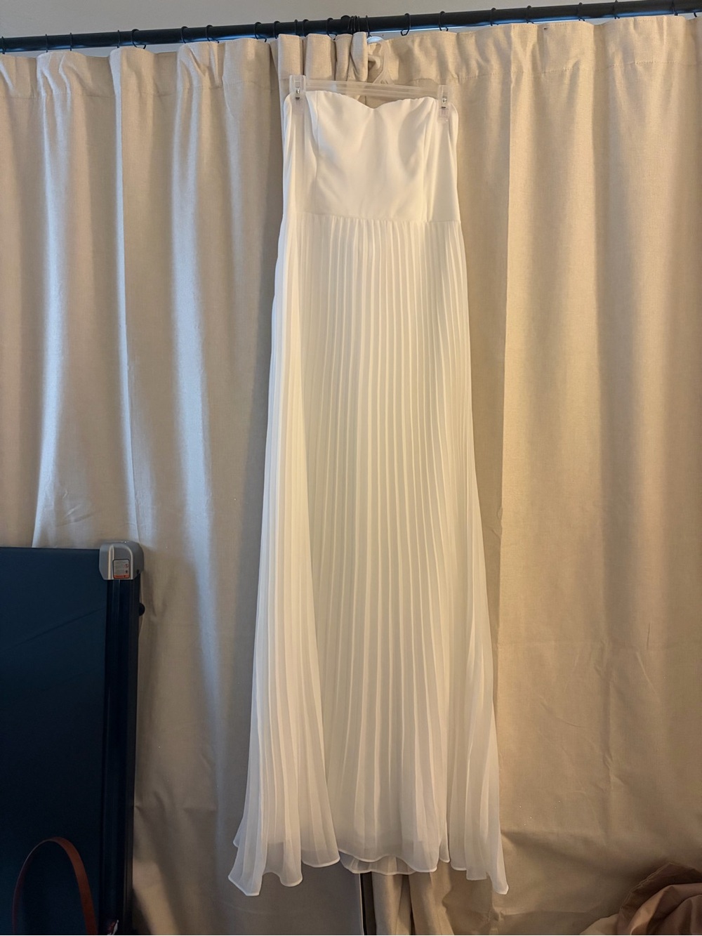 Baltic Born Strapless White Pleated Maxi Gown